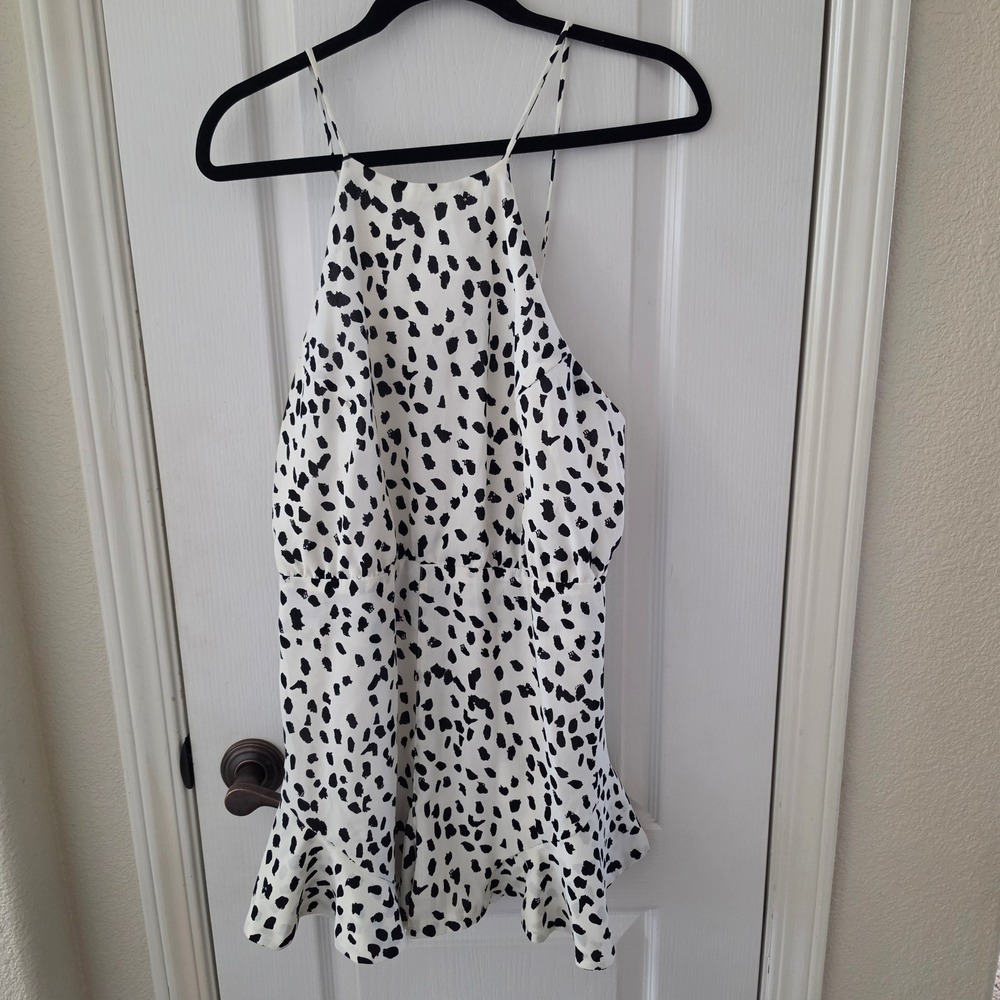Stella Laguna Beach Dalmatian Print Halter Romper Black White Large SL9663